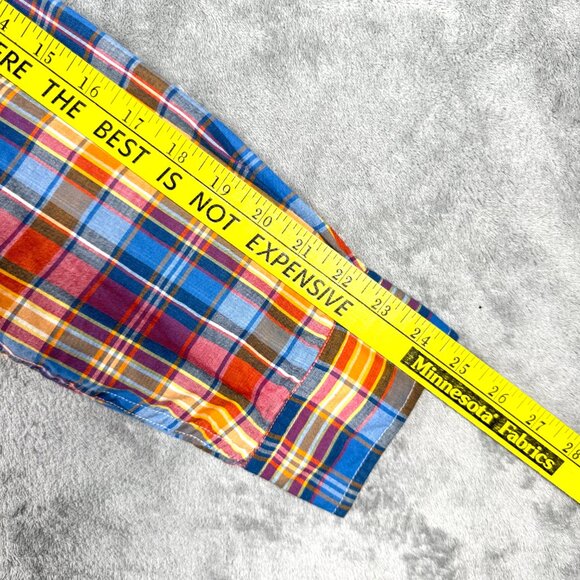 Brooks Brothers Men’s L Blue Orange Plaid Button Down Long Sleeve Shirt - Picture 7 of 11